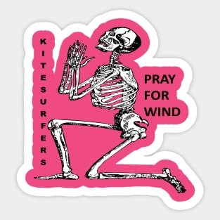 Kiteboarding Humor Kneeling Skeleton Praying For Wind 1 Sticker